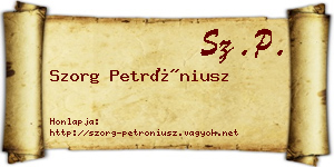 Szorg Petróniusz névjegykártya